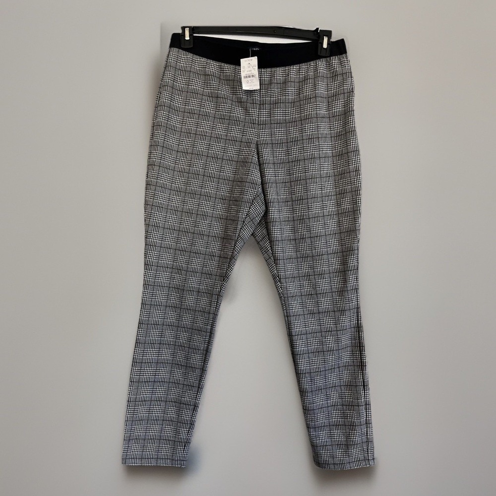 J‎ Crew Pants Womens  size 14 Black White Gigi Glen Plaid Side Zip Pants